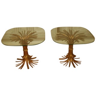 Hollywood Regency Wheat Sheaf Side Tables - A Pair For Sale