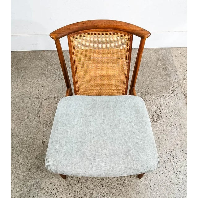 Mid Century Danish Modern Lounge Chair Folke Ohlsson Dux Sweden Cane Back Walnut For Sale - Image 9 of 11