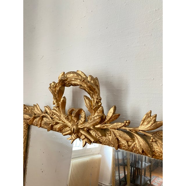 Wood Large Louis XVI Mirror with Openwork Pediment, 19th Century For Sale - Image 7 of 16