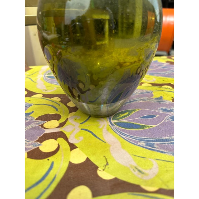 Green 1970s Green Glass Skinny Neck Vase For Sale - Image 8 of 8