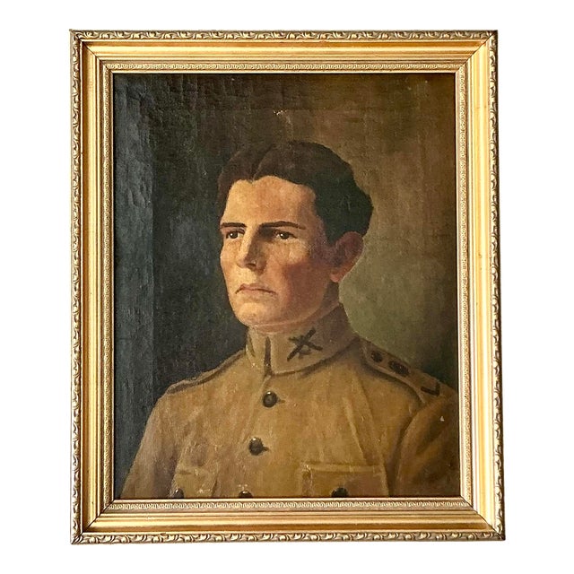 Vintage Boho Original Oil Portrait on Canvas For Sale