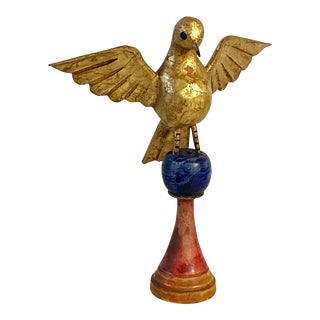European Carved Wood Bird Sculpture on Finial the Holy Spirit 7.75" H For Sale