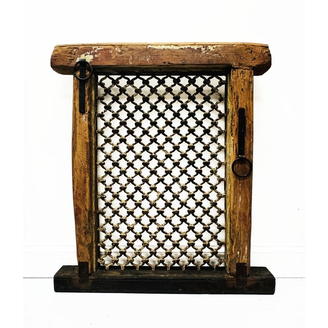 Early 18th Century Vintage Wood and Metal Indian Jali Window For Sale - Image 5 of 7