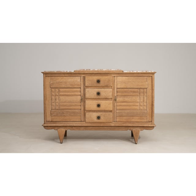 1940s Oak Art Deco Sideboard With Marble Top For Sale - Image 17 of 17