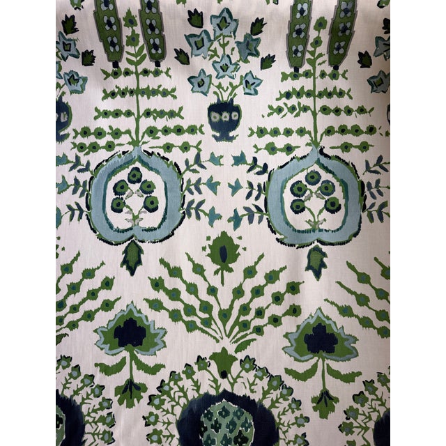 Traditional Thibaut Fabric F916240 | Mendoza Suzani, Blue and Green on White 9 6/8 Yards For Sale - Image 3 of 5