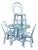 Bamboo Rattan Patio Dining Set Table and Four Chairs Restored For Sale