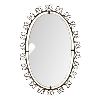 French Illuminated Mirror with Metal Framework, 1960 For Sale