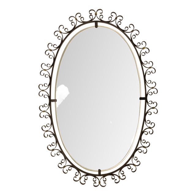 French Illuminated Mirror with Metal Framework, 1960 For Sale