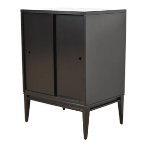 Paul McCobb Planner Group Black Lacquered Record Cabinet With Sliding Doors, Newly Refinished