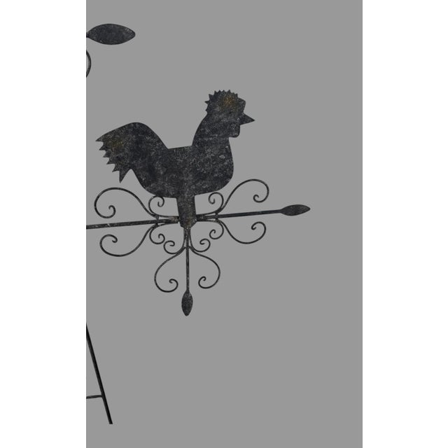 Mid 20th Century Primitive Country Folk Art Twisted Metal Directional Weathervane with Figural Chicken For Sale - Image 4 of 12