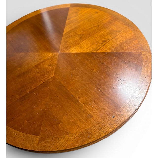 Wood Vintage Weiman Campaign Style Walnut and Cherry Mechanical Convertible Hi Low Coffee Dining Table For Sale - Image 7 of 16