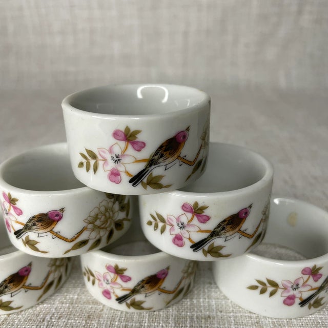 Japanese Japanese Cherry Blossom and Butterfly Napkin Rings-Set of 6 For Sale - Image 3 of 6
