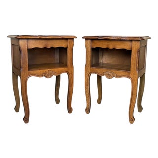 A Pair of Oak Nightstands Tables With Drawer and Open Shelf, 1940 For Sale