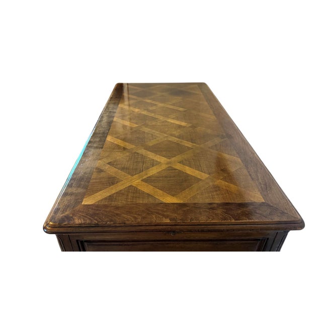Wood Vintage John Widdicomb French Country Parquet Writing / Partner's Desk For Sale - Image 7 of 12