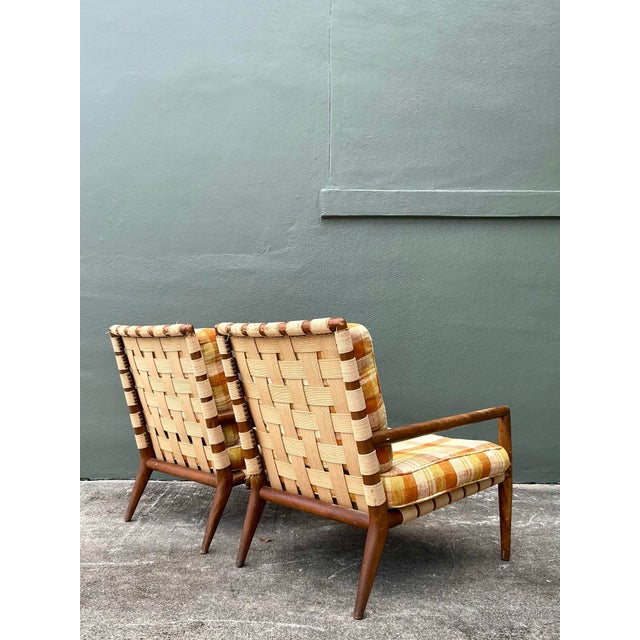 Wood Vintage MCM t.h. Robsjohn Gibbings for Widdicomb Model 1750 Strap Lounge Chairs - A Pair For Sale - Image 7 of 12