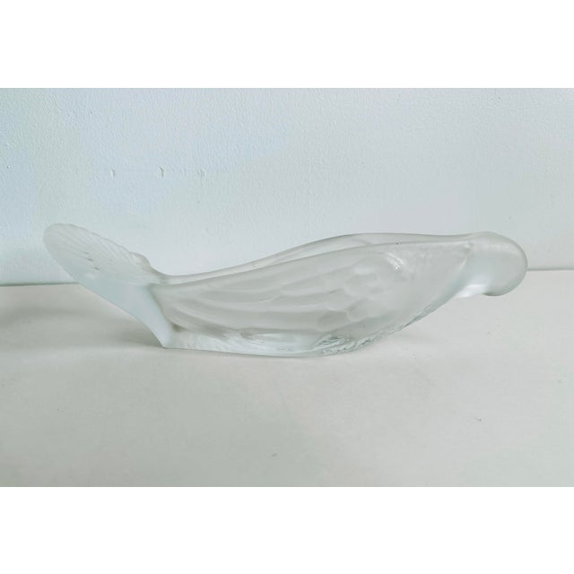 Glass 1930s Art Deco Frosted Glass Bird or Dove H. Hoffman Style Cracker Serving Dish Catchall For Sale - Image 7 of 9