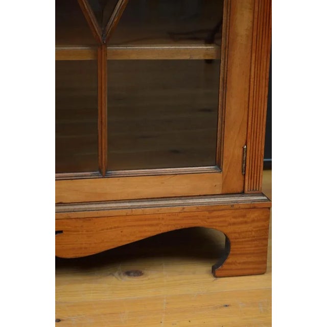 Wood Antique Edwardian Satinwood Cabinet Bookcase, 1900 For Sale - Image 7 of 13