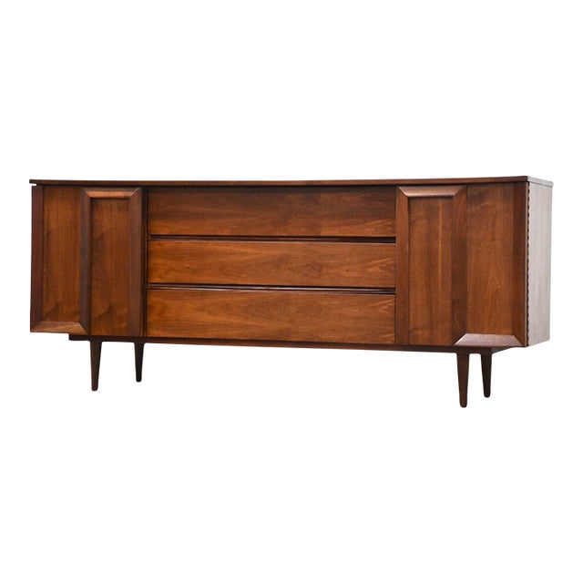1960s Refinished Walnut Long Dresser For Sale
