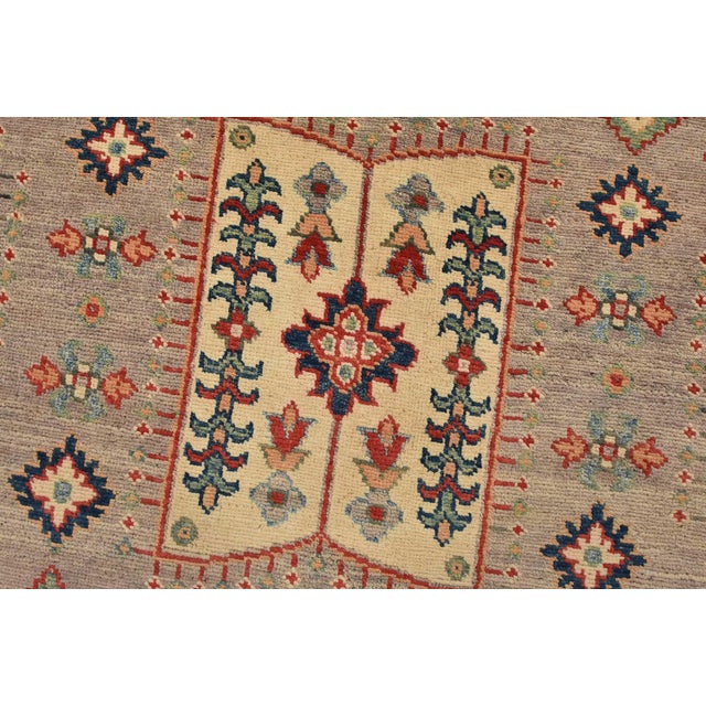 Gray Kazak Rug 8’1” X 10’2” Gray Wool Tribal Hand-Knotted Oriental Carpet For Sale - Image 8 of 14