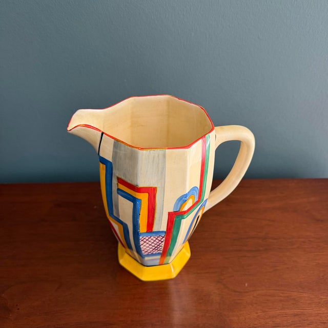 Clarice Cliff Vintage Clarice Cliff Art Deco Athens Shape Jug With Tennis Motif For Sale - Image 4 of 8