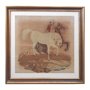 Antique Arabian Horse Needlepoint Tapestry