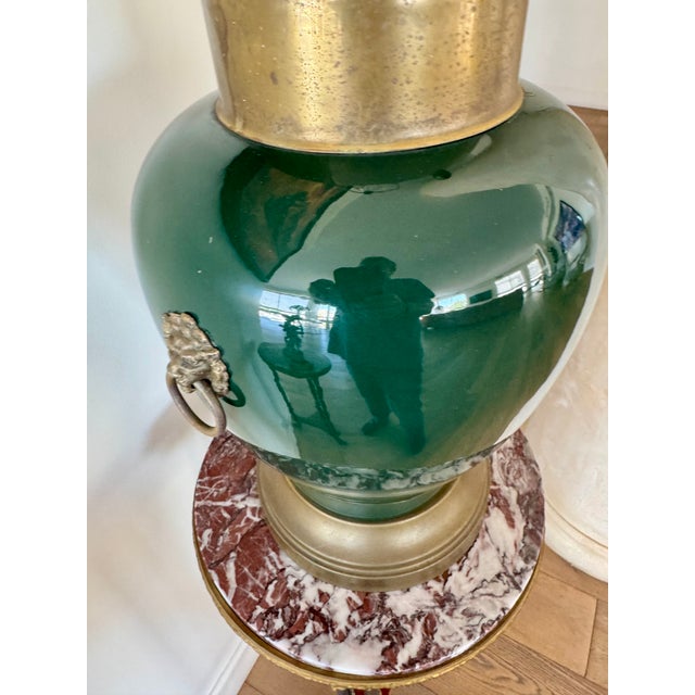 Very nice and decorative lamp brass and porcelain , style modern in 1960