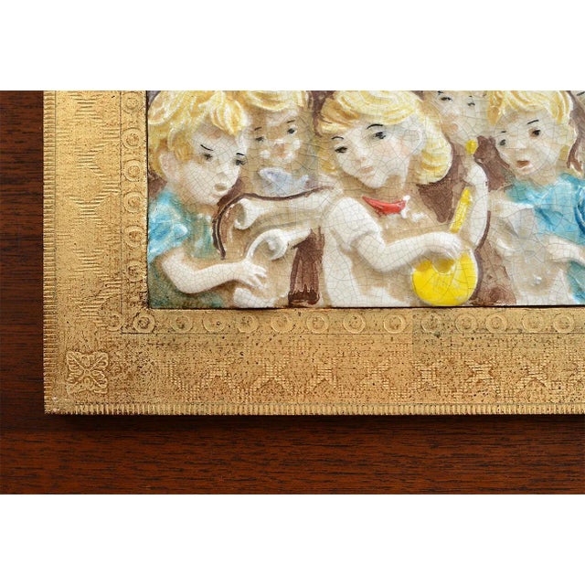 1950s Mid Century Italian Ceramic Children Choir Wall Plaque For Sale - Image 5 of 8