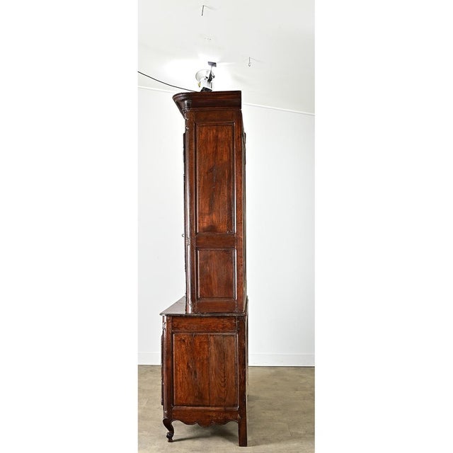 19th Century French 19th Century Solid Oak Louis XV Buffet À Deux Corps For Sale - Image 5 of 15