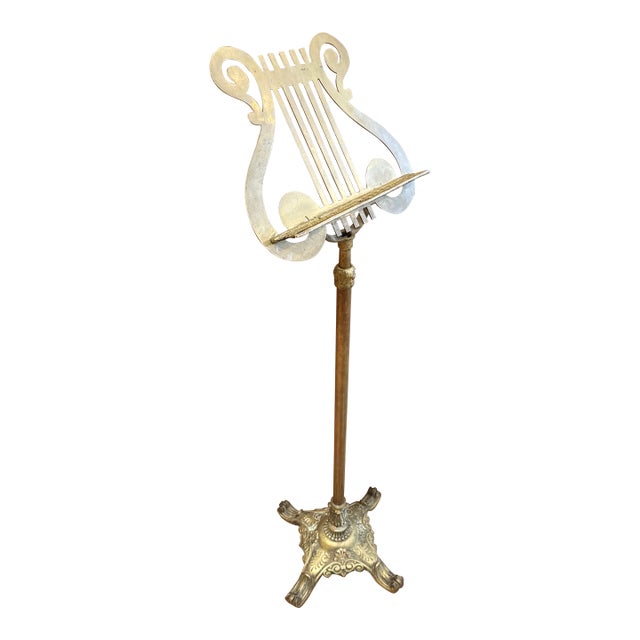 Vintage Brass Lyre Music Stand For Sale