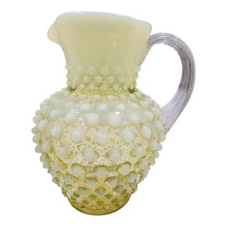 Beautiful Fenton Topaz Hobnail Pitcher From 1940's For Sale