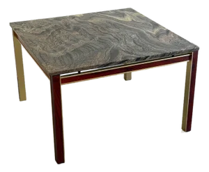 Vintage Danish Stone Top Coffee Table – Rosewood & Brass Mid Century Modern Table