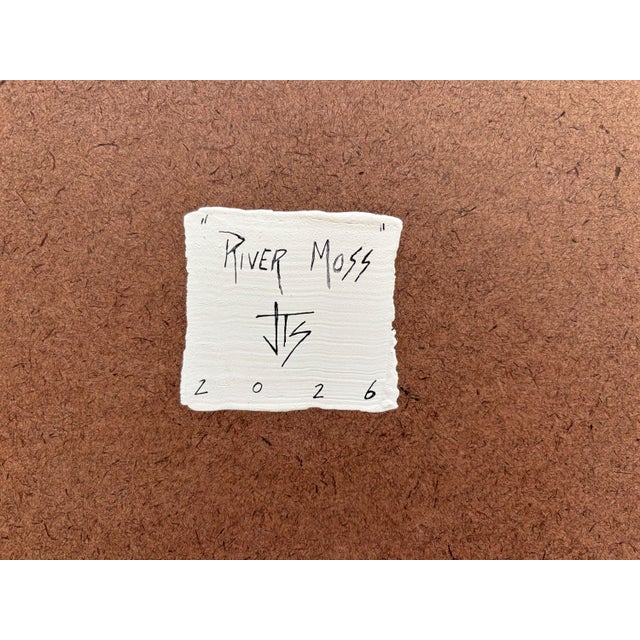 “River Moss" Abstract Art in Antique Frame, Transitional Living Room Art by JTS For Sale - Image 10 of 11