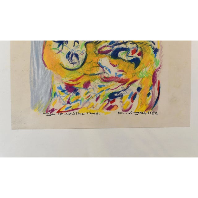 1980s 1980s Danish Abstract Colorful Dog Drawing, Framed For Sale - Image 5 of 7
