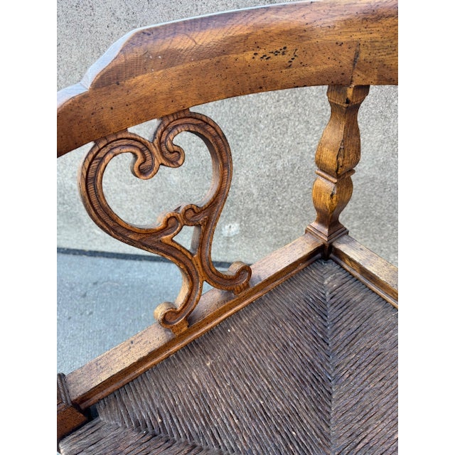 Vintage English Style Wood Corner Chair With Cane Seat For Sale In Minneapolis - Image 6 of 11