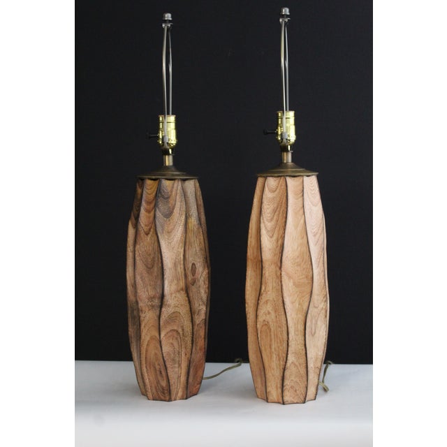 Mid 20th Century Weatwood Studio Style Carved Waknut - a Pair For Sale In Miami - Image 6 of 12