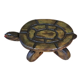 Vintage Hand-Carved Wooden Turtle Stool by e.b. Lovett For Sale