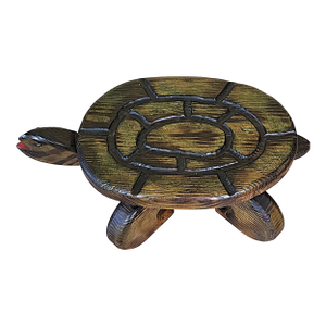 Vintage Hand-Carved Wooden Turtle Stool by e.b. Lovett