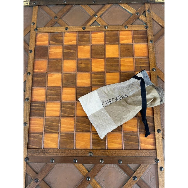 Vintage 1970’s Full Set of Folk Art Handmade Fired Clay Checkers With Handmade Bag For Sale - Image 4 of 10