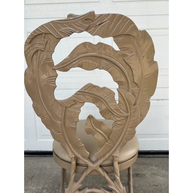 Vintage Hollywood Regency Era Banana Leaf Cast Aluminum Chairs 3 Pieces For Sale - Image 15 of 17