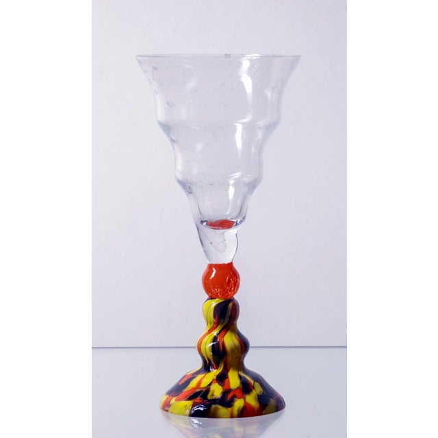 This six-piece stemmed glass set dates to the 1950s–1970s and is attributed to Exbor or Železný Brod glass, both...