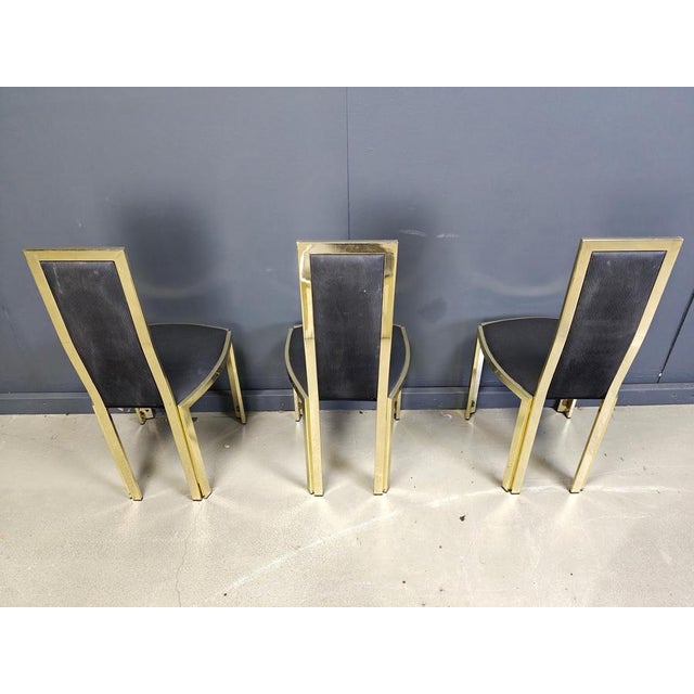 Vintage French Dining Chairs in Brass, 1970s, Set of 6 For Sale - Image 6 of 13