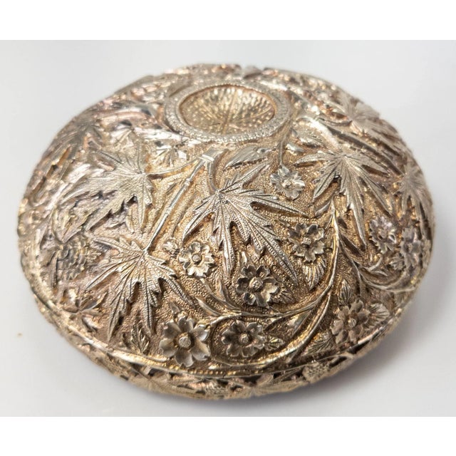 Mid 20th Century Mid 20th Century South East Asian Sterling Silver Repousse Basket Bowl For Sale - Image 5 of 7