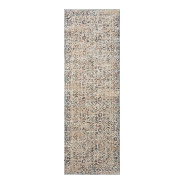 Angela Rose x Loloi Blake Rug Beige / Denim 2'-7" x 8'-0" Runner Rug For Sale