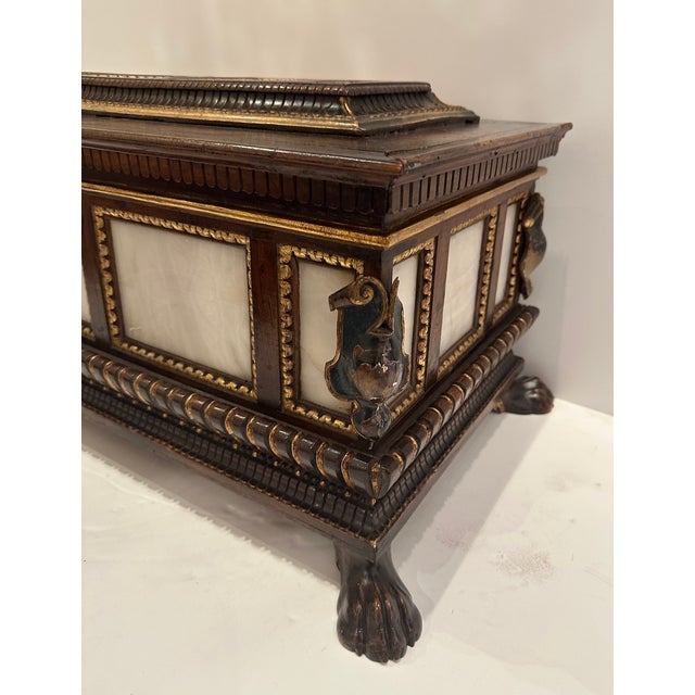 Early 19th Century Early 19th Century Large Antique Italian Walnut Hinged Box With Inset Marble For Sale - Image 5 of 8