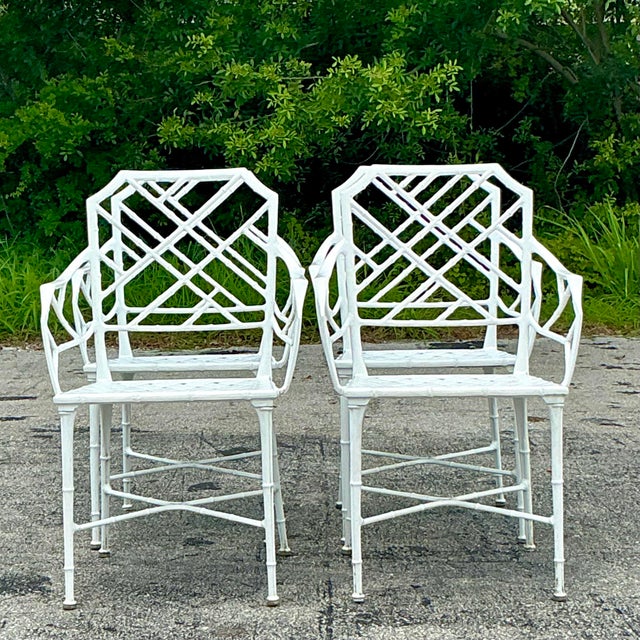 Brown Jordan Vintage Costal “Calcutta” Cast Aluminum Dining Chairs After Brown Jordan - Set of 4 For Sale - Image 4 of 10