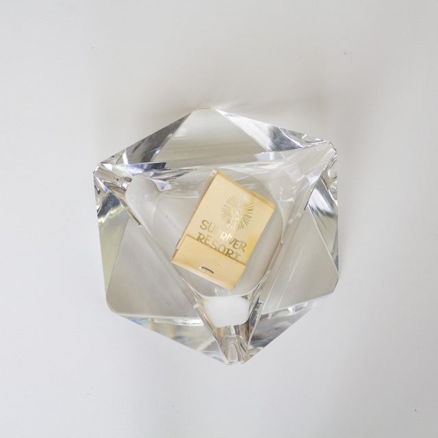 Postmodern Baccarat or Murano Style Faceted Crystal Ashtray or Catchall. For Sale - Image 3 of 12