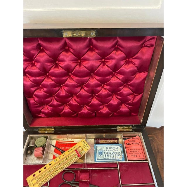 Antique Victorian Figured Walnut Sewing Box, 1860s For Sale - Image 10 of 13