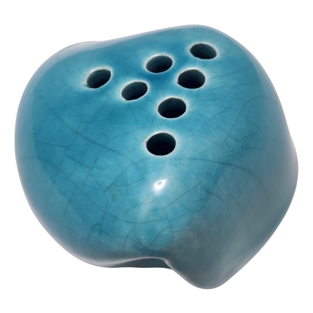 Azure Lacquered Ceramic Tulip Vase by Giacomo Onestini for Ernestine Salerno, 1960s For Sale