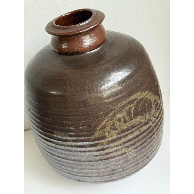 Coffee Mid 20th C. Eric Norstad Monumental Studio Pottery Vessel Wax Resist Insect Decoration For Sale - Image 8 of 12