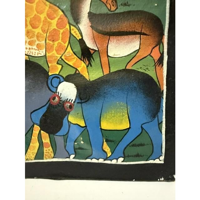 Vintage 1970s/1980s Tanzanian Tingatinga School Wildlife Painting – Enamel on Board, 11.5" X 14" For Sale - Image 11 of 17